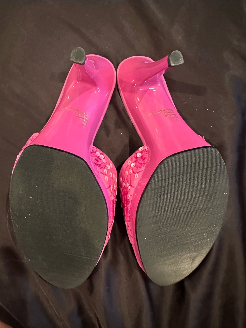 Pink Sequined Heeled Sandals - Picture 9 of 13